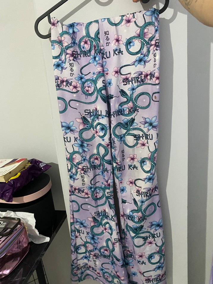 Mor Yılan Desenli Crop ve İspanyol paça likralı takım - Görsel 4