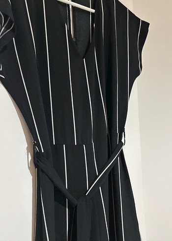 Siyah Çizgili Kadın Uzun Tulum - Görsel 2