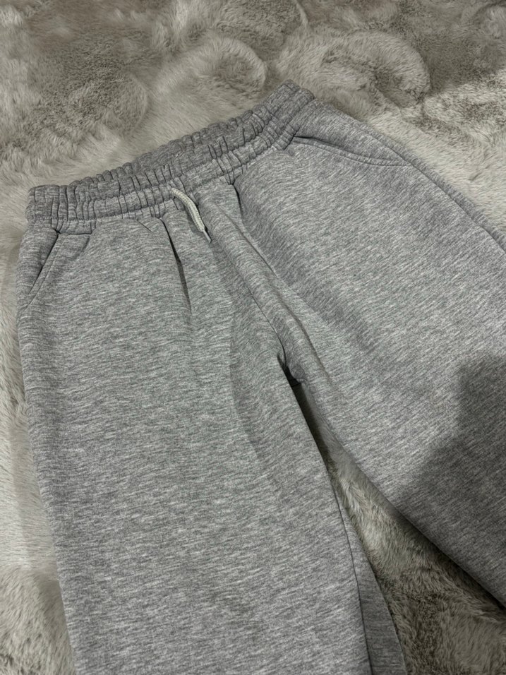 Gri Peluş Detaylı Kadın Eşofman Altı - Görsel 2