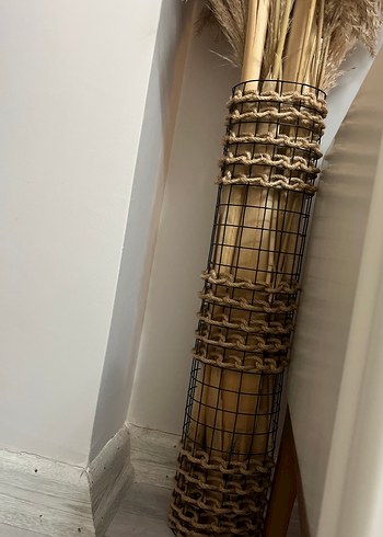 Bej ve Gri Hasır Vazo - Görsel 3