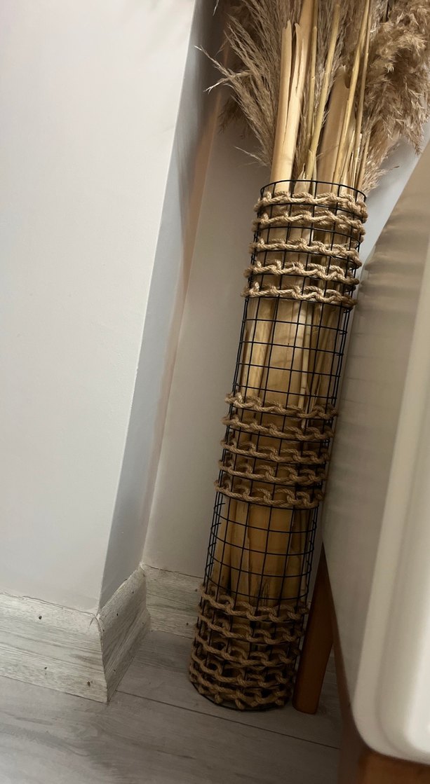 Bej ve Gri Hasır Vazo - Görsel 3