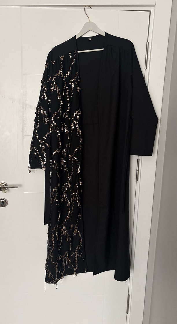 Uzun Siyah Drapeli Kadın Elbise - Görsel 4