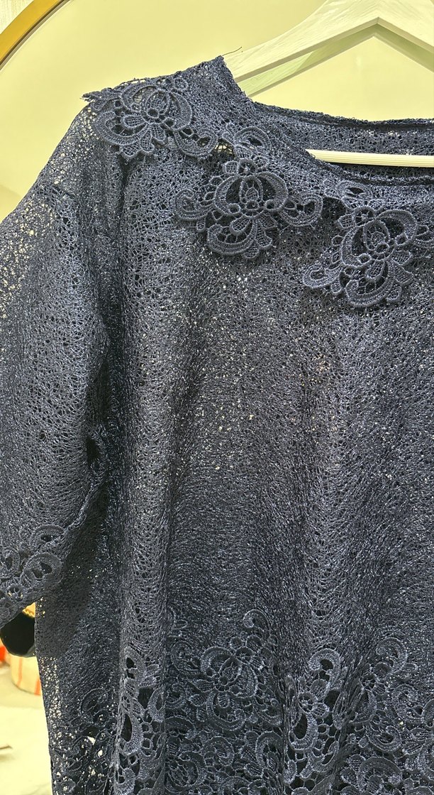 Dantel Detaylı Lacivert Bohem Kadın Bluz - Görsel 3