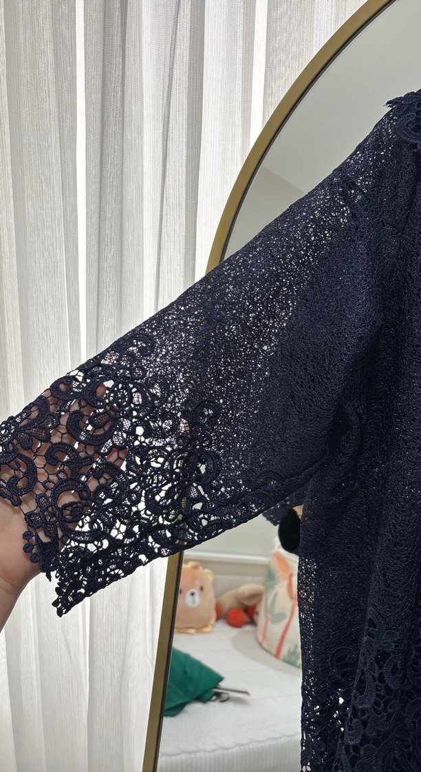 Dantel Detaylı Lacivert Bohem Kadın Bluz - Görsel 2