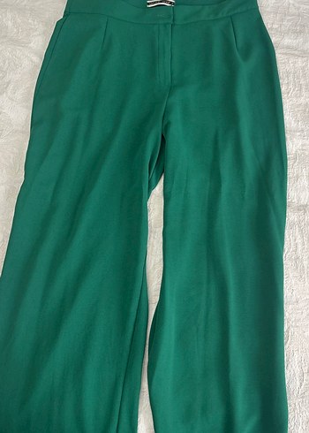 Yeşil Saten Midi Kadın Pantolon - Görsel 3