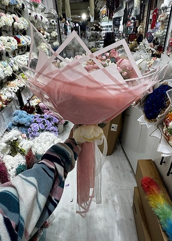 Bohem Dantel Detaylı Pembe Gelin Buketi - Görsel 2