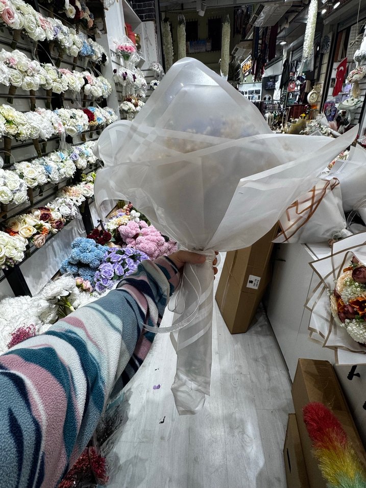 Renkli Mavi Çiçekli Gelin Buketi - Görsel 2