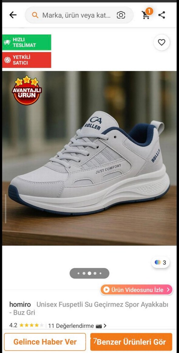 unisex Beyaz Gri  Spor Sneaker - Görsel 2