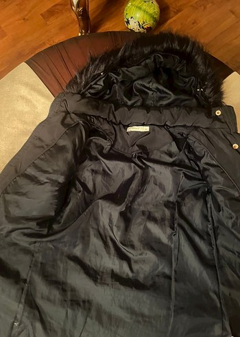 siyah çocuk Midi Kaban Kürk Detaylı - Görsel 5