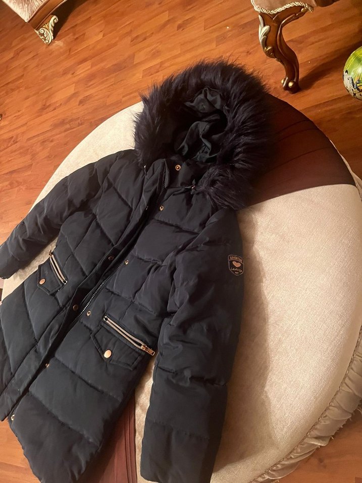 siyah çocuk Midi Kaban Kürk Detaylı - Görsel 4