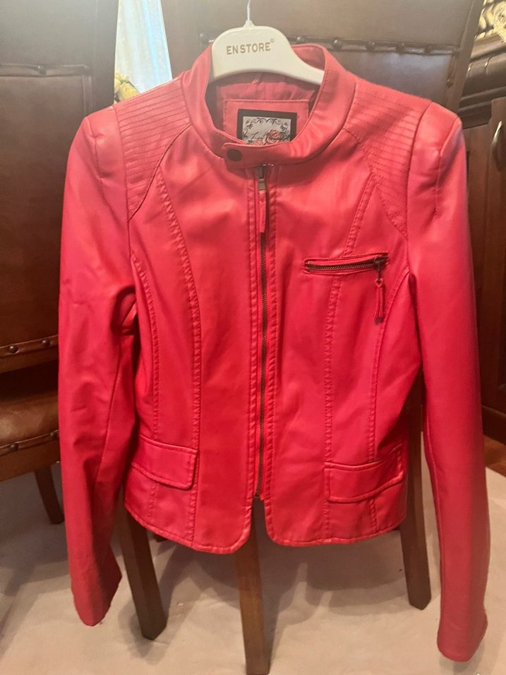 Kırmızı Biker Deri Ceket yur dışı malı - Görsel 2