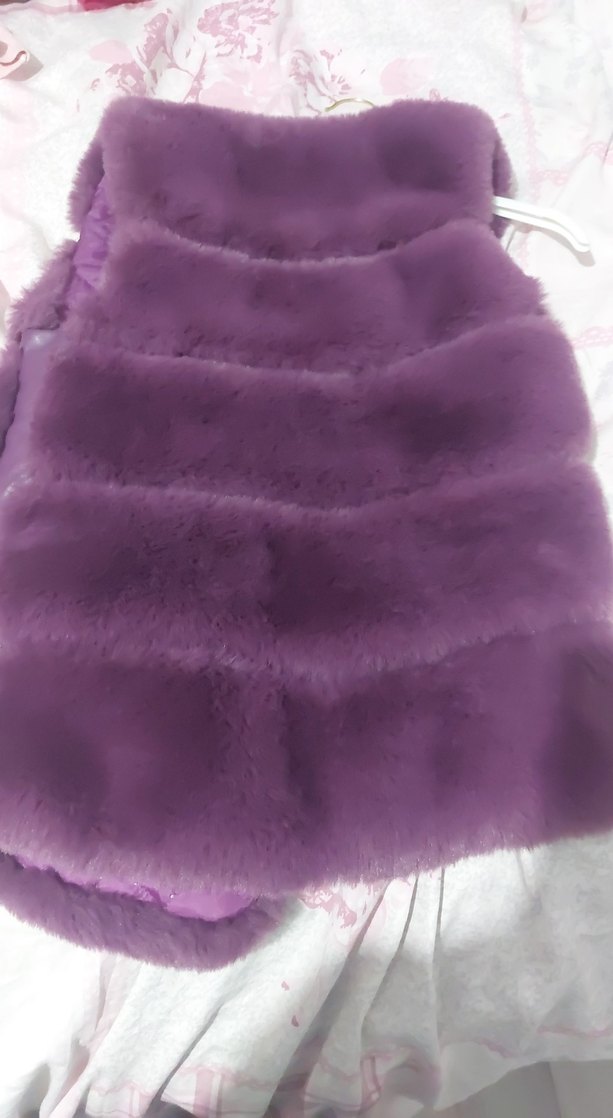 Mor Peluş Detaylı Kız Yelek - Görsel 3