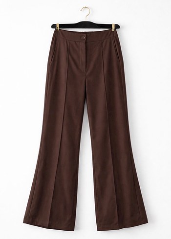 Düğmeli Kahverengi Kadın Kumaş Pantolon (Bedenleri mevcut) - Görsel 2