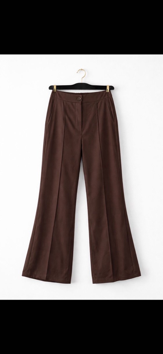 Düğmeli Kahverengi Kadın Kumaş Pantolon (Bedenleri mevcut) - Görsel 2