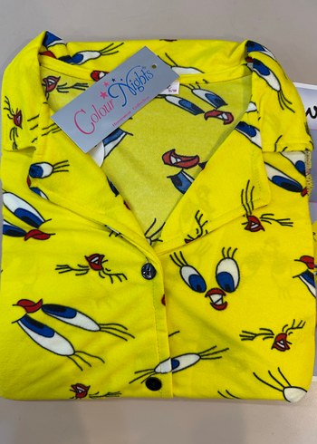 Renkli Tweety Baskılı Uzun Kollu Sarı Kadın Pijama - Görsel 4
