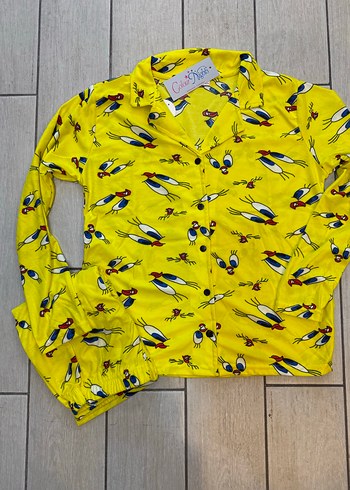 Renkli Tweety Baskılı Uzun Kollu Sarı Kadın Pijama - Görsel 2