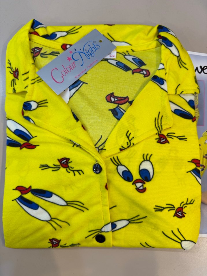 Renkli Tweety Baskılı Uzun Kollu Sarı Kadın Pijama - Görsel 4