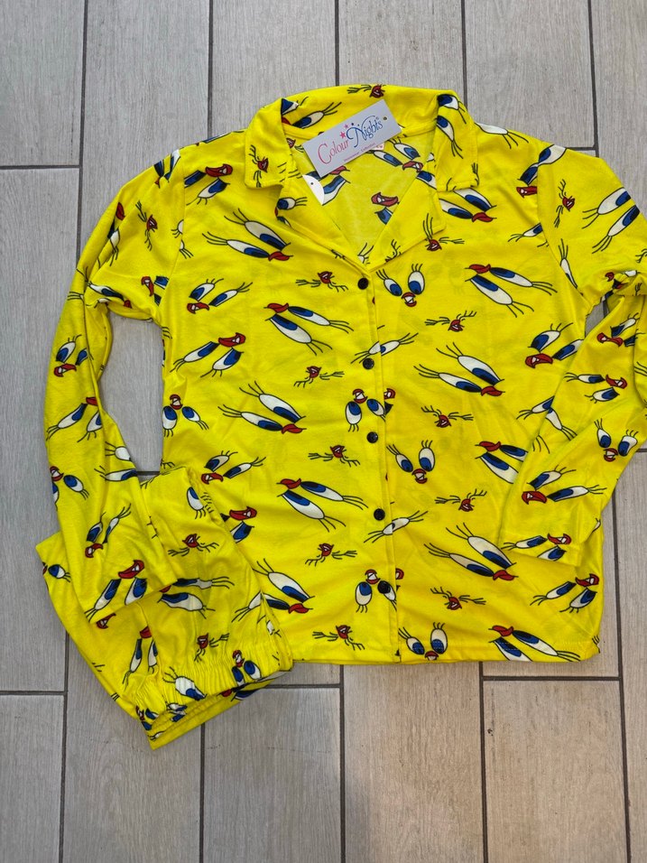 Renkli Tweety Baskılı Uzun Kollu Sarı Kadın Pijama - Görsel 2