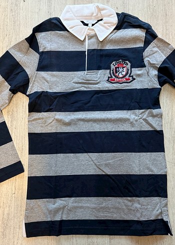 Erkek Gri Lacivert Çizgili Uzun Kollu Sweatshirt - Görsel 3