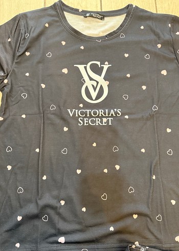 Victoria's Secret Siyah Kalp Desenli Kadın Pijama Takımı - Görsel 3