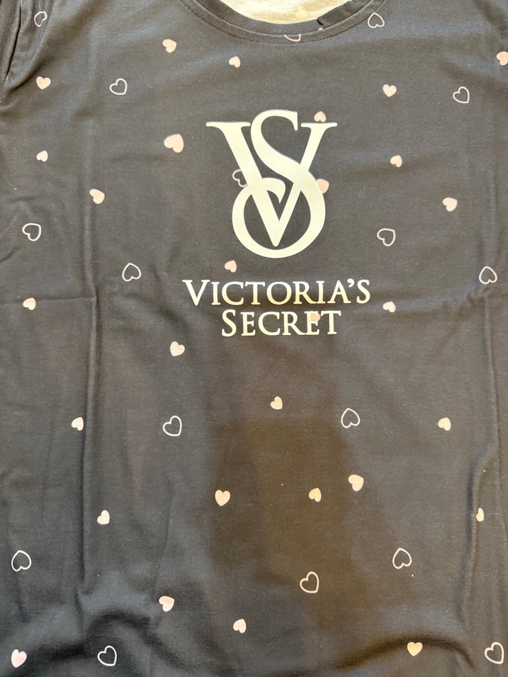 Victoria's Secret Siyah Kalp Desenli Kadın Pijama Takımı - Görsel 4