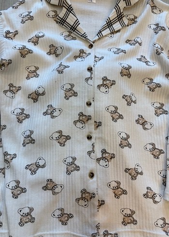 Kadın Ekoseli ve Ayıcık Desenli Rahat Pijama Takımı - Görsel 7