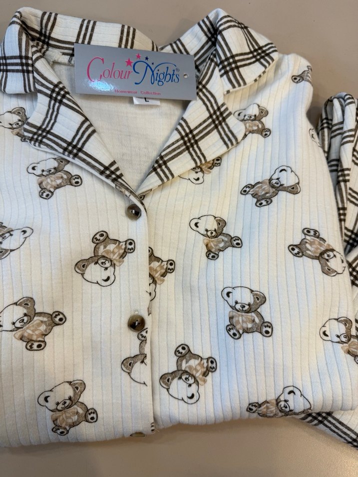 Kadın Ekoseli ve Ayıcık Desenli Rahat Pijama Takımı - Görsel 2