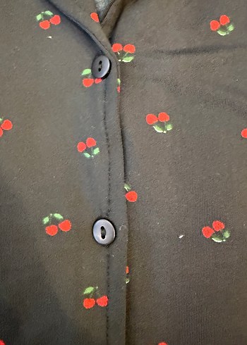 Kadın Kiraz Desenli Uzun Kollu Pijama Takımı - Görsel 4