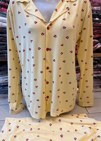 Kiraz Desen Baskılı Uzun Kollu Kadın Pijama Takımı - Görsel 2