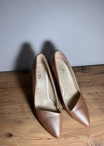 Bej Deri Stiletto Topuklu Kadın Ayakkabı - Görsel 3