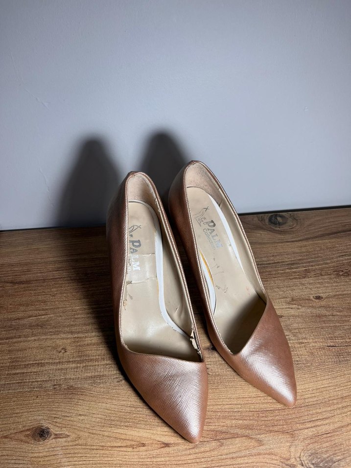 Bej Deri Stiletto Topuklu Kadın Ayakkabı - Görsel 3