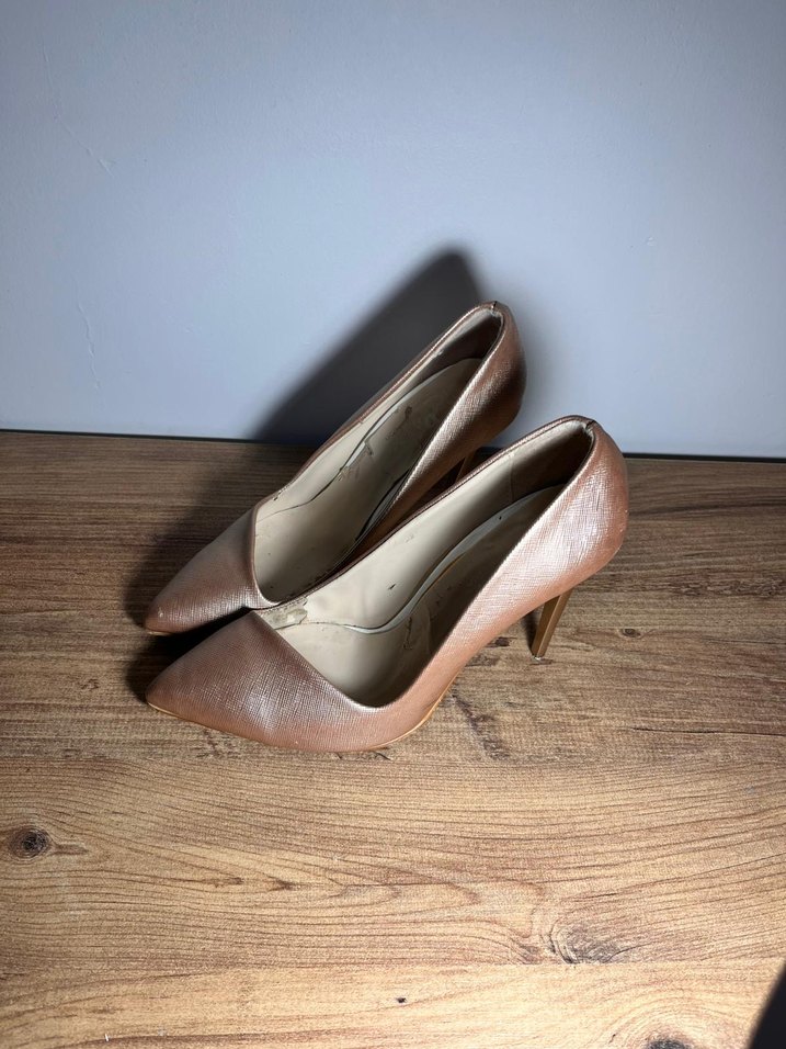 Bej Deri Stiletto Topuklu Kadın Ayakkabı - Görsel 4