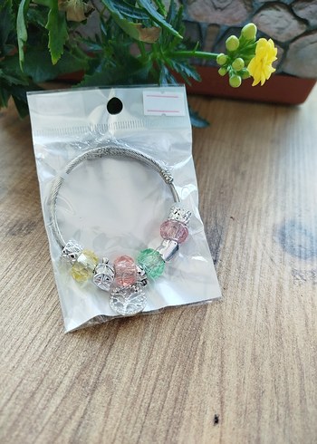 çelik Pandora Renkli Boncuklu Bohem Kadın Bileklik - Görsel 3