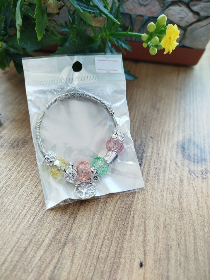 çelik Pandora Renkli Boncuklu Bohem Kadın Bileklik - Görsel 3