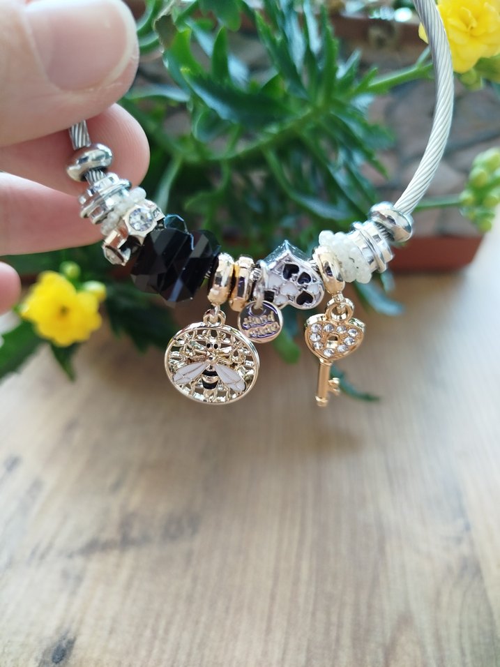 Çelik Gri Bohem Taşlı  Pandora Kadın Bileklik - Görsel 4