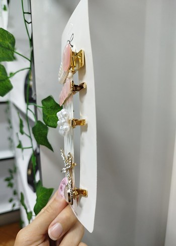 Pembe Boncuklu Bohem Saç Tokaları Seti - Görsel 5