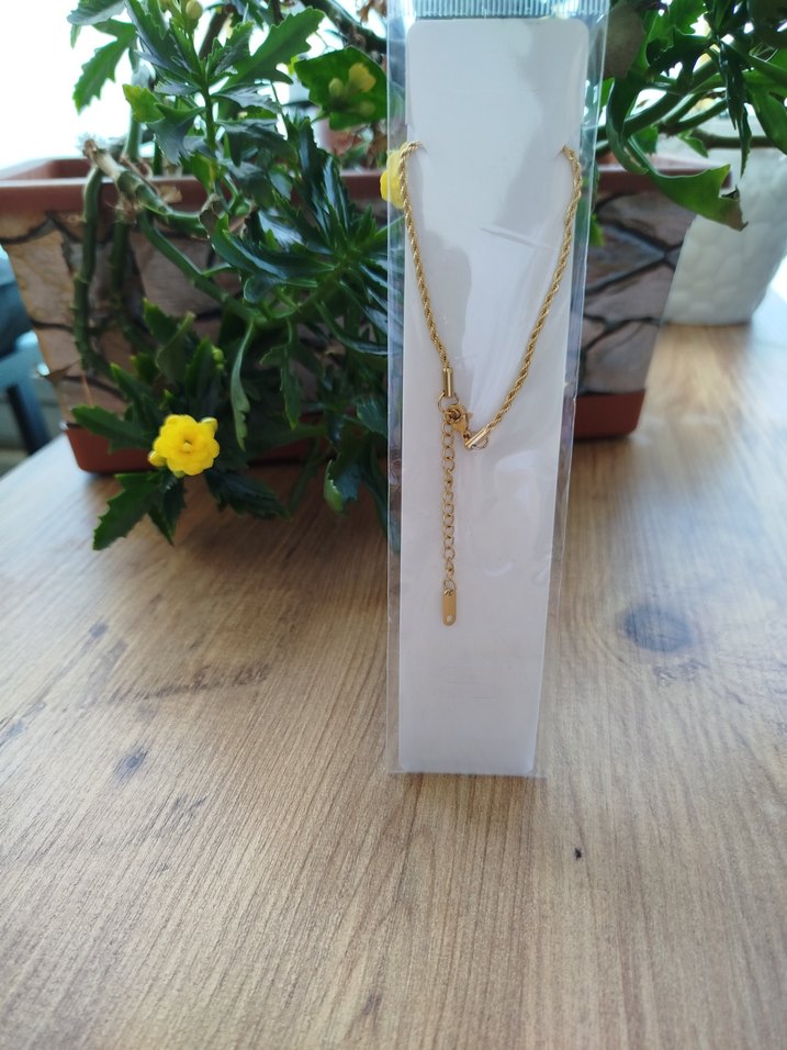 Uzun Zincirli Altın Renkli Kadın Kolye - Görsel 2