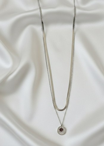 Gri Zincir Detaylı Uzun Kadın Kolye - Görsel 3