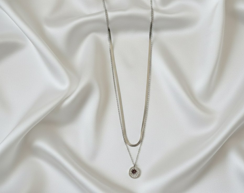 Gri Zincir Detaylı Uzun Kadın Kolye - Görsel 3