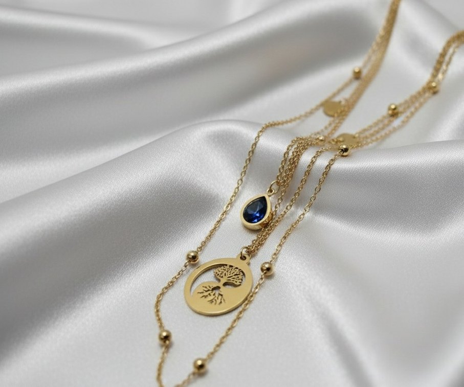 Altın Renkli Kısa Zincirli Bohem Kadın Kolye - Görsel 2