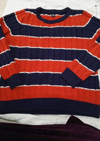 Renkli Çizgili Kadın Triko Kazak 12-13 yaş - Görsel 3