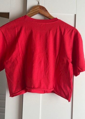 addax kırmızı baskılı crop tişört - Görsel 2