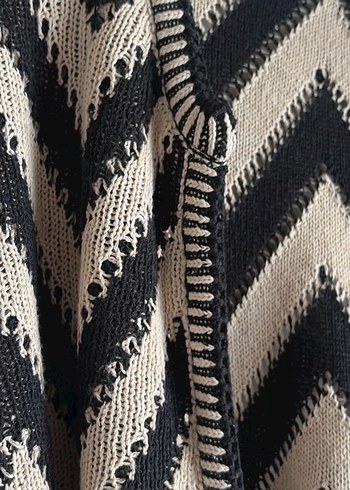 Çizgili Uzun Kollu Triko Kadın Hırka - Görsel 5