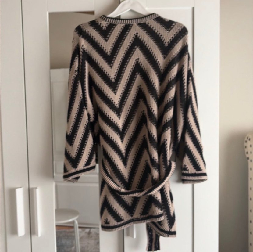 Çizgili Uzun Kollu Triko Kadın Hırka - Görsel 2