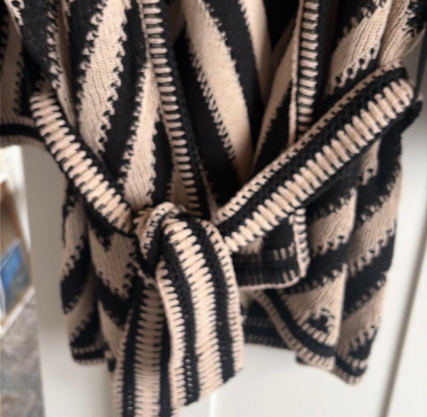 Çizgili Uzun Kollu Triko Kadın Hırka - Görsel 4