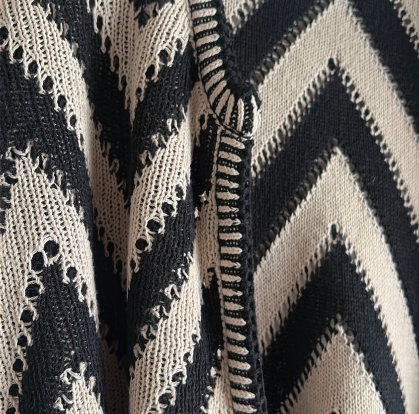 Çizgili Uzun Kollu Triko Kadın Hırka - Görsel 5