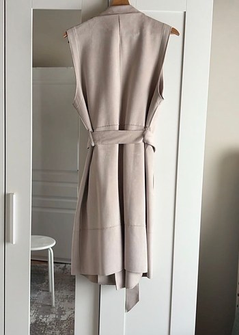 Zara Bej Kadın Süet Kemerli Uzun Yelek - Görsel 2
