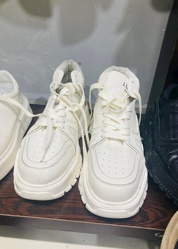 Beyaz Bağcıklı Platform Erkek Spor Ayakkabı - Görsel 2