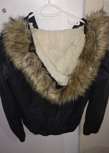 Siyah Kürklü Biker Deri Ceket - Görsel 5