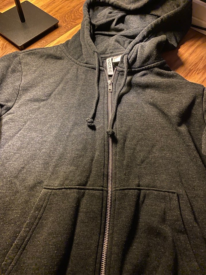 Gri Kapüşonlu Fermuarlı  Sweatshirt - Görsel 2